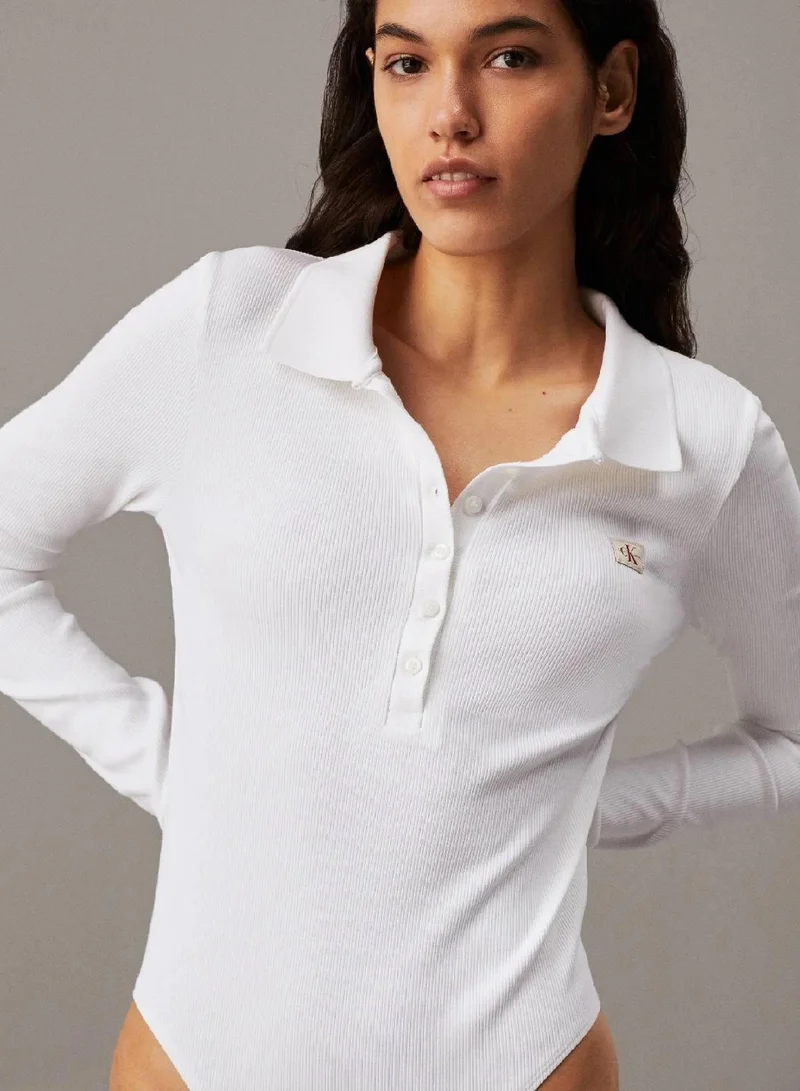 Calvin Klein Jeans  Long Sleeve Ribbed Polo Bodysuit for Women | Best Price UAE