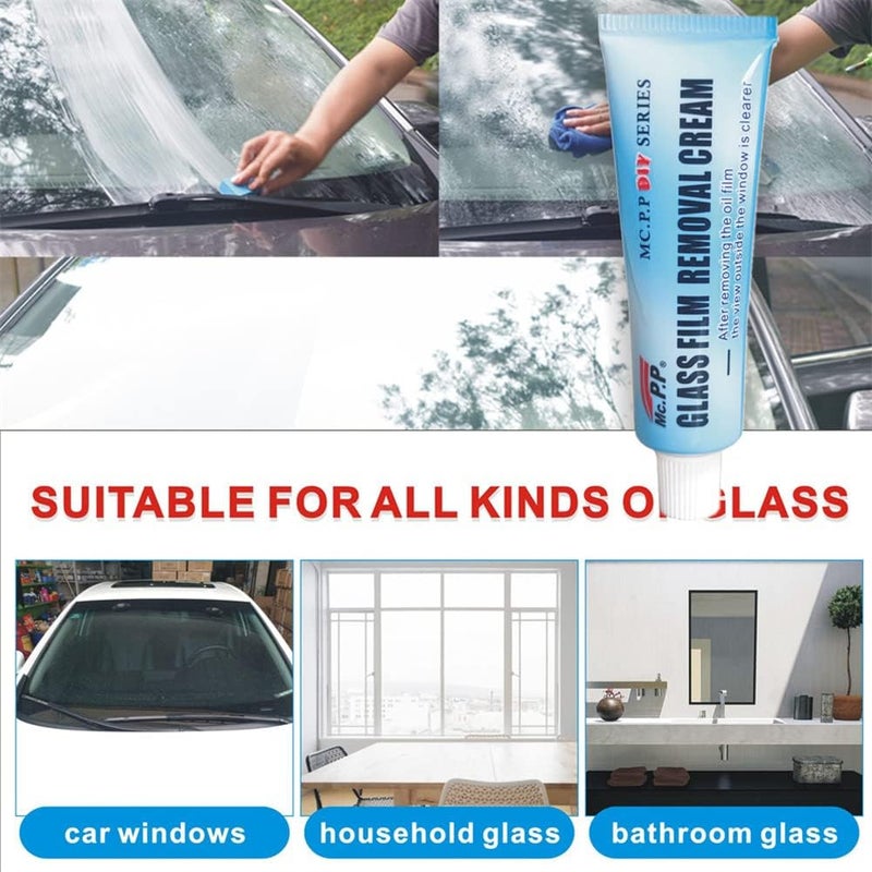 ويوبلز منظف طبقة الزيت على زجاج السيارة، منظف طبقة الزيت على الزجاج الأمامي للسيارة، معجون إزالة طبقة الزيت من الزجاج، مزيل بقع الماء على الزجاج مع إسفنجة، للزجاج الأمامي للسيارة وفتحات السقف (قطعة واحدة) - Image 5