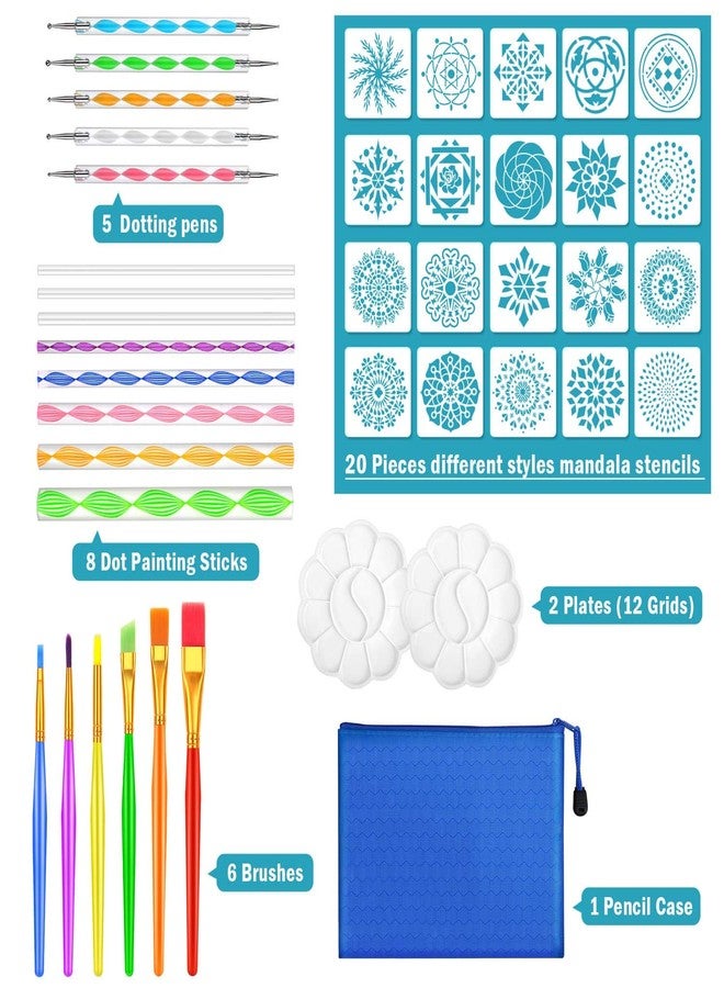 Audab Mandala Dotting Tool Art Kit, Audab 42 Pcs Mandala Rock Dotting Set with Stencil Templates, Stylus Pens Paint Tray and Paint Brushes for Mandala Rock Painting - Image 2