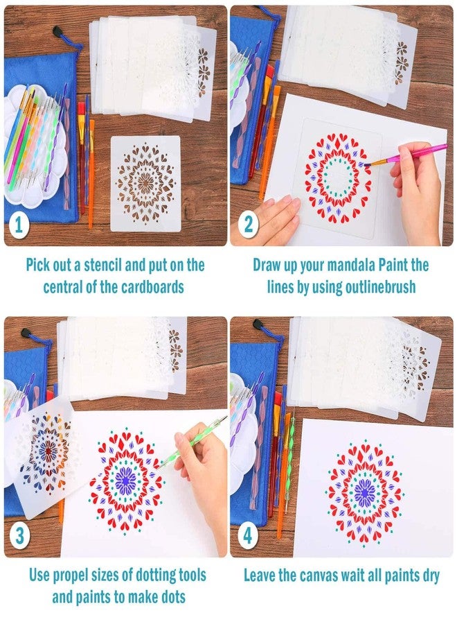 Audab Mandala Dotting Tool Art Kit, Audab 42 Pcs Mandala Rock Dotting Set with Stencil Templates, Stylus Pens Paint Tray and Paint Brushes for Mandala Rock Painting - Image 4