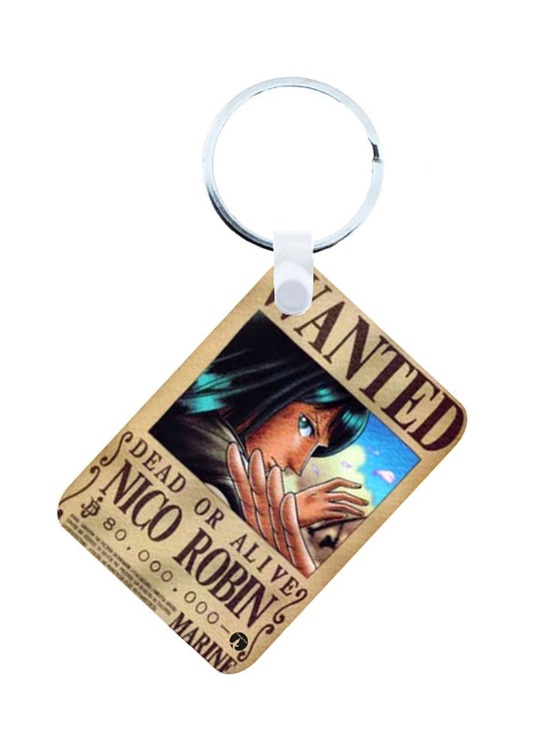 2-In-1 One Piece Printed Keychain And Necklace Beige/Brown/Blue