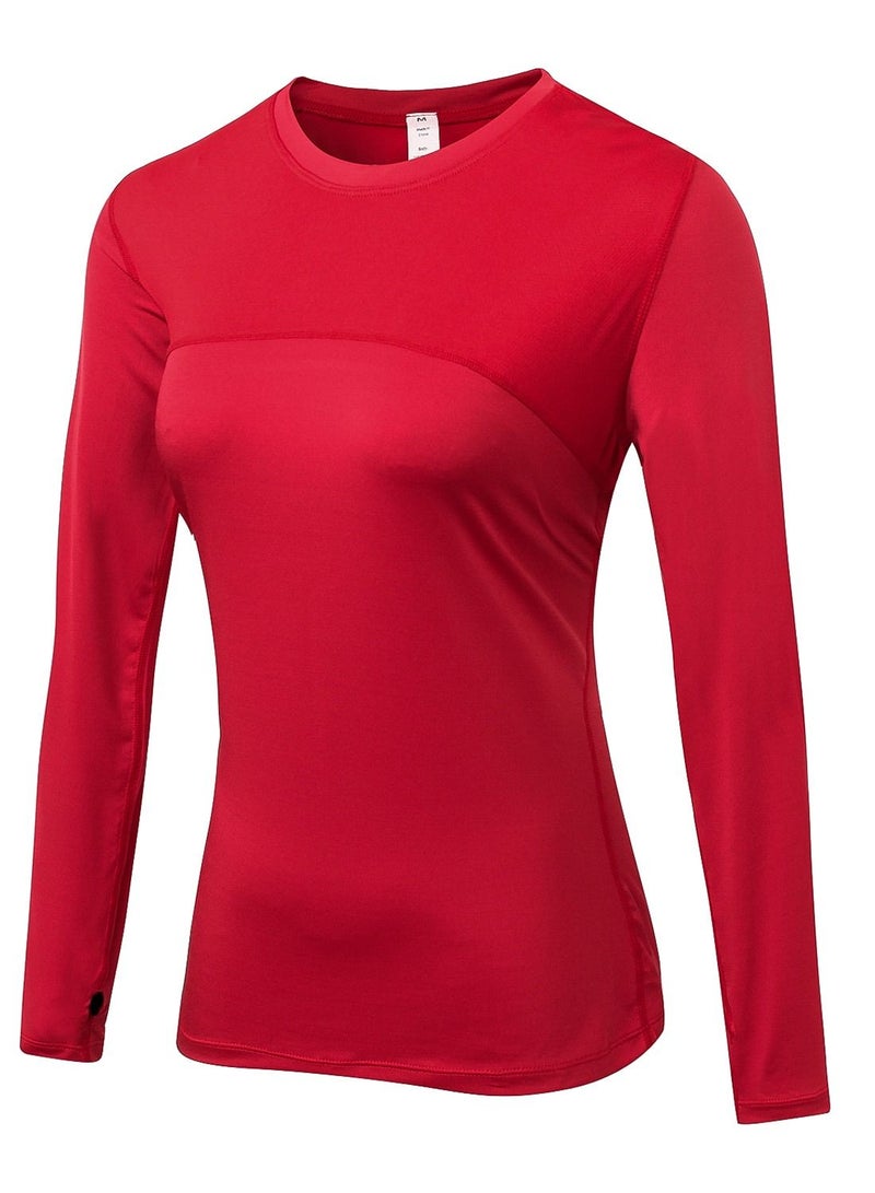 Loquat Women Quick Dry Breathable Long Sleeve T-Shirt Red - Image 1