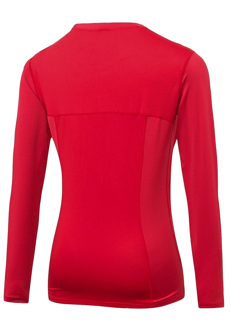 Loquat Women Quick Dry Breathable Long Sleeve T-Shirt Red - Image 2