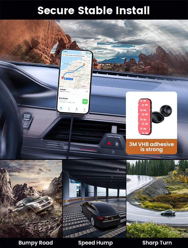 MOKPR for Magsafe Car Mount Charger-15W Wireless Car Charger-Magnetic Car Phone Holder for Dash Air Vent-LED RGB HandsFree Car Mount Fast Car Charger for iPhone 16 15/14/13/12 Series - Image 4