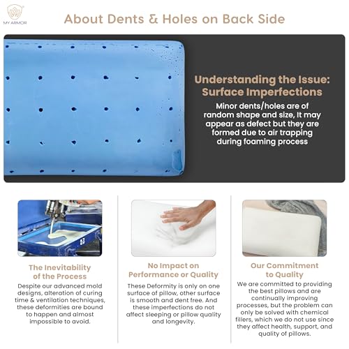 MY ARMOR Ventilated Cooling Gel Memory Foam Pillow Thin Size 3 Inch High, Neck Pain Relief & Back Support Cushion with Removable Washable Cover - Pack of 1 - Image 3
