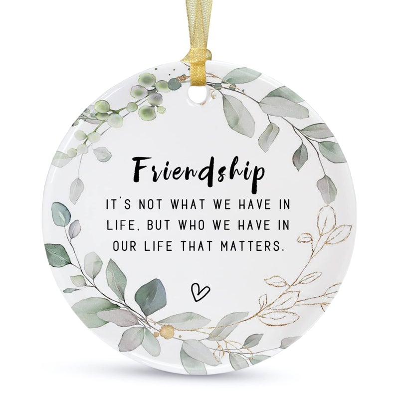 Best Friend Christmas Ornaments Gift 2025 Friendship Ornaments Besties Forever Ornament Friends New Year Ornaments Ceramic Keepsake DoubleSided Printing with Gift BoxGreeting Card