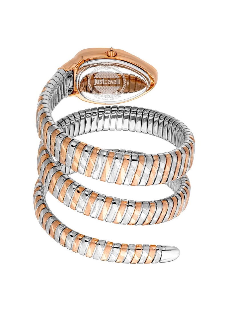 Just Cavalli ساعة نسائية من Just Cavalli بتصميم ثعبان كوارتز باللون الوردي الذهبي JC1L230M0075 - Image 3