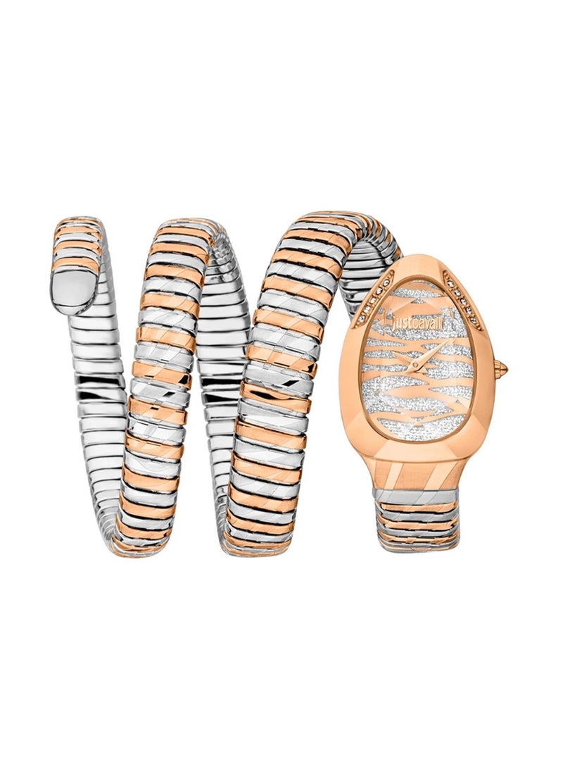 Just Cavalli ساعة نسائية من Just Cavalli بتصميم ثعبان كوارتز باللون الوردي الذهبي JC1L230M0075 - Image 1