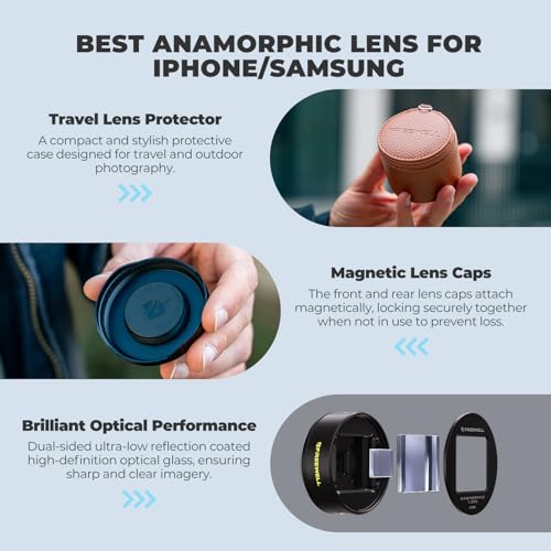 FreeWell عدسة فريويل 1.33x أنامورفيك ذهبية متوافقة مع تركيب 17mm آيفون، سامسونج - عدسة سينمائية للهواتف الذكية مع نسبة عرض واسعة، وهالة ذهبية غنية، ومظهر فيلم معزز - Image 5