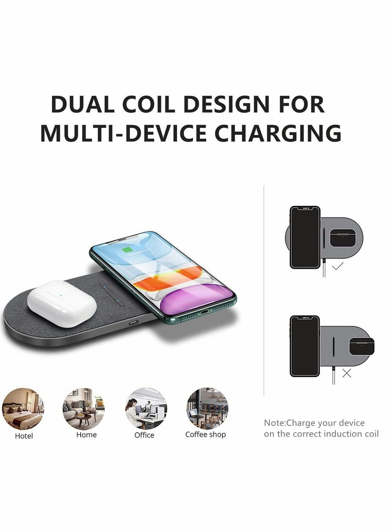 KASTWAVE Dual 20W Wireless Charging Pad 2 in 1 Fast Wireless Charge Mat for iPhone 13 12 11 Pro Max Mini SE X XS for Apple Airpods 3 2 Pro15W Qi Wireless Charger Station - Image 3