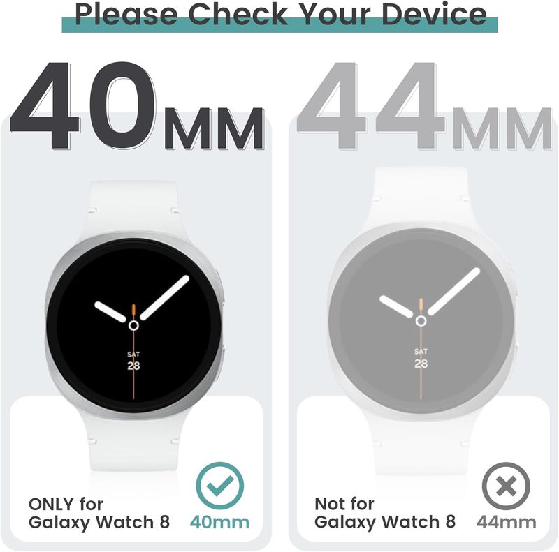 Tensea [5+5 Pack for Samsung Galaxy Watch 8 40mm Accessories Screen Protector, Hard PC Bumper / HD Anti-Fog Tempered Glass Screen Protector, Set - Image 2
