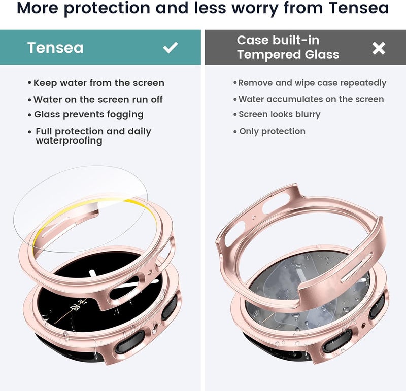 Tensea [5+5 Pack for Samsung Galaxy Watch 8 40mm Accessories Screen Protector, Hard PC Bumper / HD Anti-Fog Tempered Glass Screen Protector, Set - Image 3