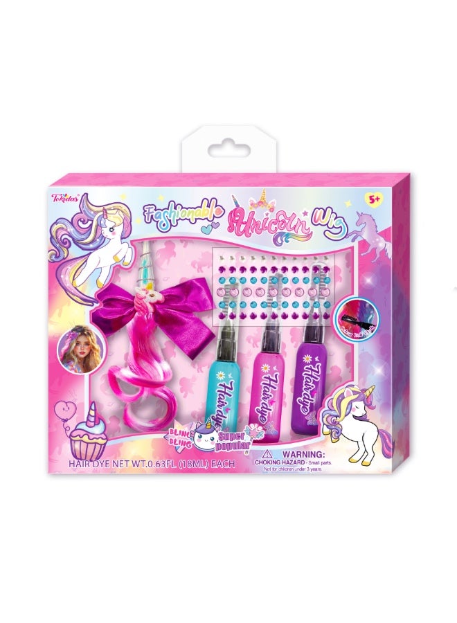 Tokidas Kids Unicorn Temporary Hair Color Kit with Hair Accessories - Image 2
