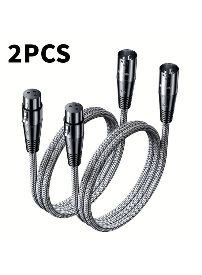 RIKSOIN 2 Pack XLR Cables 3m Nylon Braided Balanced Shielded Mic Cable Male Female - Image 2