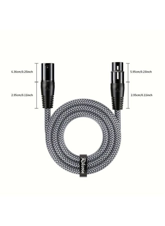 RIKSOIN 2 Pack XLR Cables 3m Nylon Braided Balanced Shielded Mic Cable Male Female - Image 3