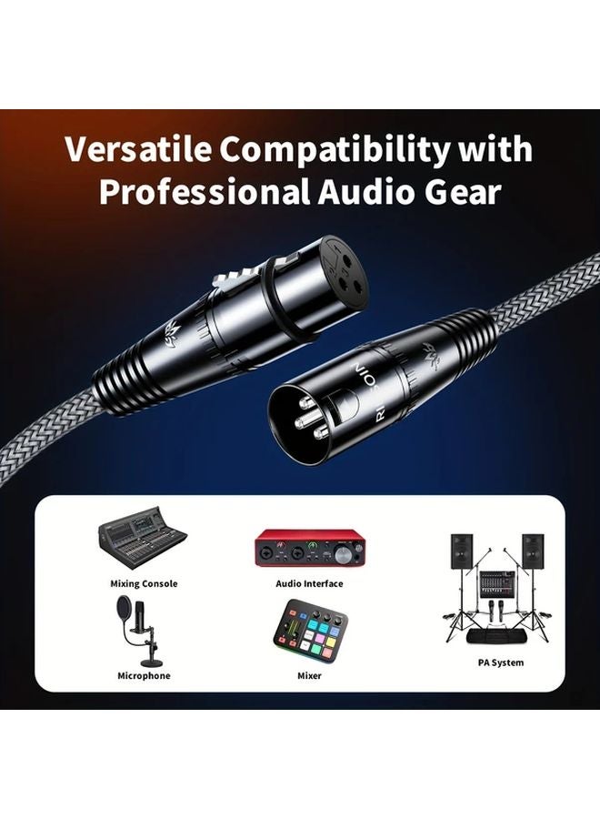RIKSOIN 2 Pack XLR Cables 3m Nylon Braided Balanced Shielded Mic Cable Male Female - Image 4