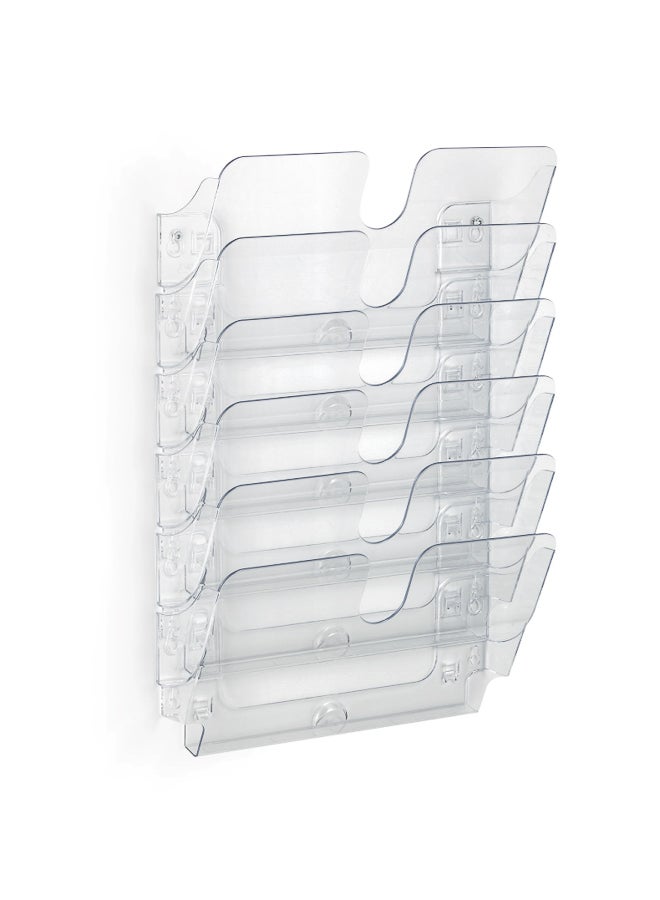 Durable Wall Mounted Document Holder for A4 Landscape — Space-Saving 6-Compartment Organizer, 23 mm Filling per Slot, Extendable to approx. 6 kg, Recessed Access Slot, Made in Germany - Image 2