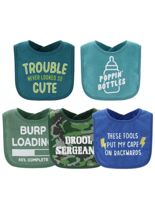 The Peanut Shell The Peanutshell Baby Boy Terry Bibs Set of 10-100% Cotton, Soft, Absorbent Baby Bibs, Toddler Boy Set, Newborn & Infant Bib - Oh Boy! - Image 4
