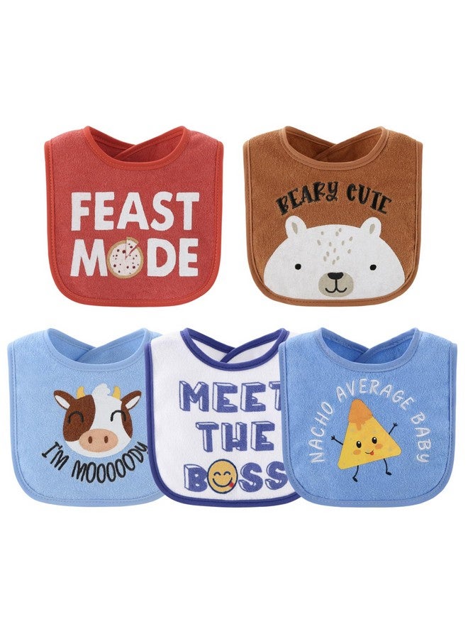 The Peanut Shell The Peanutshell Baby Boy Terry Bibs Set of 10-100% Cotton, Soft, Absorbent Baby Bibs, Toddler Boy Set, Newborn & Infant Bib - Oh Boy! - Image 5