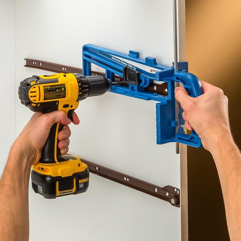 Rockler Universal Drawer Slide Jig - Cabinet Hardware Jig Install Drawer Slides Quickly, Accurately - Hardware Installation Jig w/Locking Wedge to Secure Cabinet Slide - Adjustable Woodworking Tools - Image 4