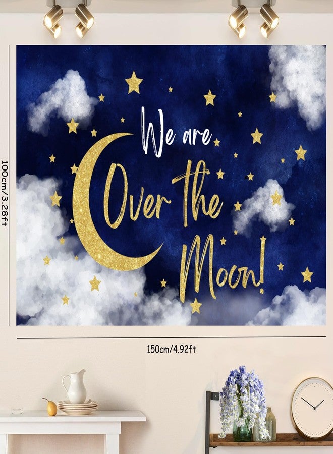Fangleland Over The Moon Baby Shower Decorations Navy Blue Gold Balloon Garland Arch Kit - We Are Over The Moon Backdrop Balloons for Outer Space Pregnancy Celebration 1st Bday Party Supplies - Image 5