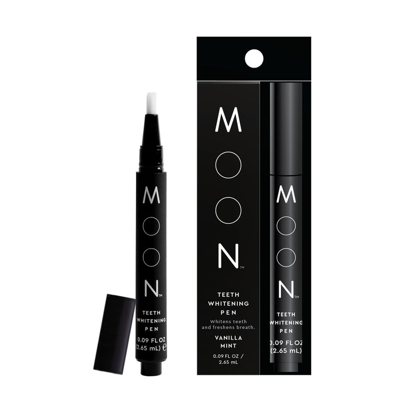 MOON Teeth Whitening Pen Gentle on Sensitive Teeth Whitens with Antioxidants Essential Oils Vegan Whitening Gel in an Easy Applicator Vanilla Mint