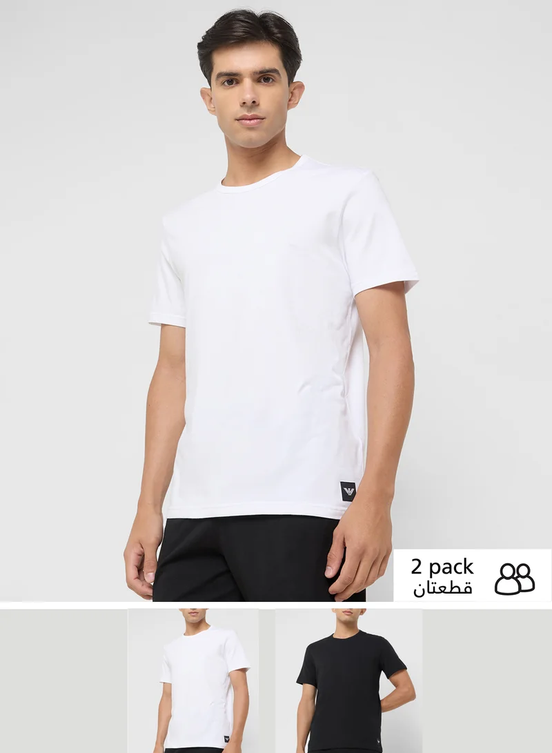 امبوريو ارماني 2 Pack Of Logo Crew Neck T-Shirt