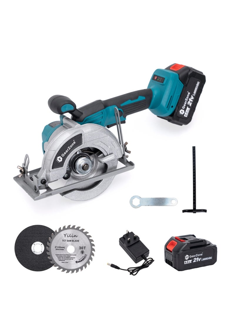 GearZone - GearZone Cordless Circular Saw, 1200W with 2 Batteries and 2 Saw Blades, Manul Guide, Max Cutting Depth 32mm - Image 1