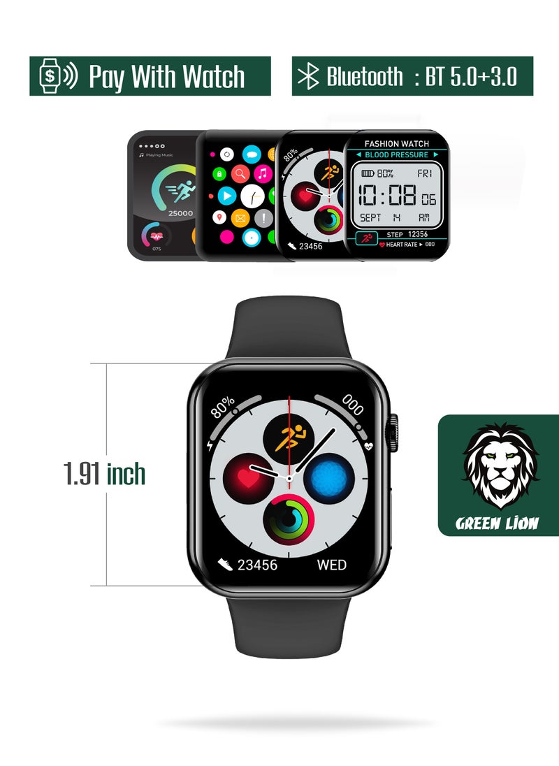 Active Pro Smart Watch / Double Tap Function / Bluetooth Call / Silicone Strap Included / Always On Display / Wireless Charging / 10 Days Standby Time - Black