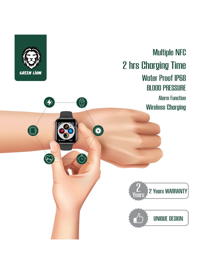 Active Pro Smart Watch / Double Tap Function / Bluetooth Call / Silicone Strap Included / Always On Display / Wireless Charging / 10 Days Standby Time - Black