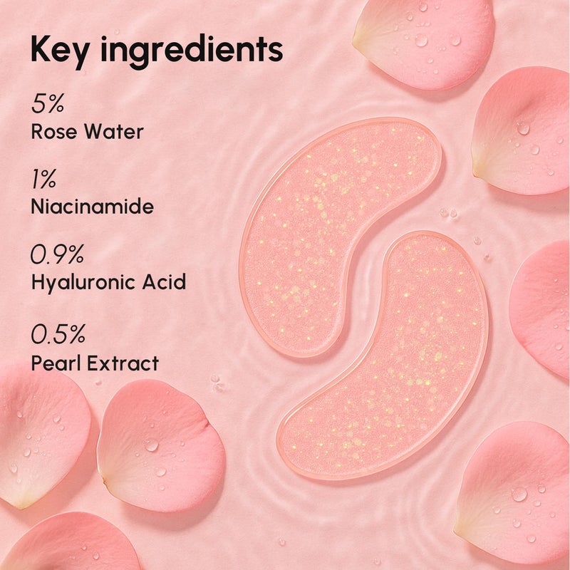 MAREE Pink Eye Gels - Marine Collagen Under Eye Patches for Puffy Eyes and Dark Circles - Undereye Mask Patches for Women - Hydrating Gel Eye Masks with Rose Water - Parches Para Ojeras Gel Pads - Image 3