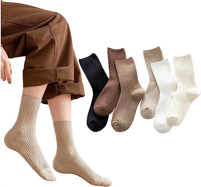 HZYH 6 Pairs Girls Fashion Crew Socks, Breathable Anti-Odor Cotton Socks, Soft Athletic Ankle Socks for Women, Stretchable All Season Casual Hosiery - Image 1