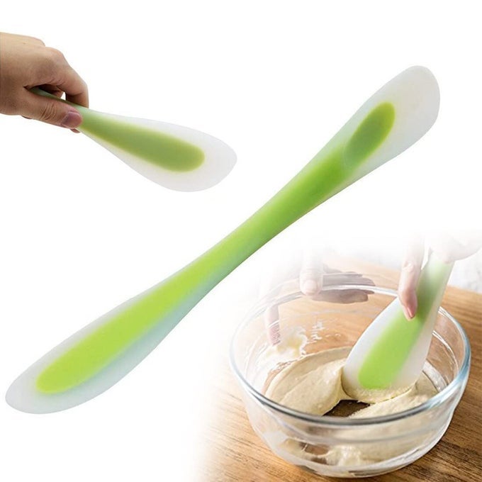 SILICONE SPATULAS SCRAPER SPOON 2IN1HEAT RESISTANT KITCHEN GADGET FOR COOKING BAKING SPREADING MIXING SUPPLIE CAKE TOOL IDEAL GIFT GOOD GRIP HOME UTENSIL FOR DAD MOM KITCHEN GADGET ACCESSORY GREEN