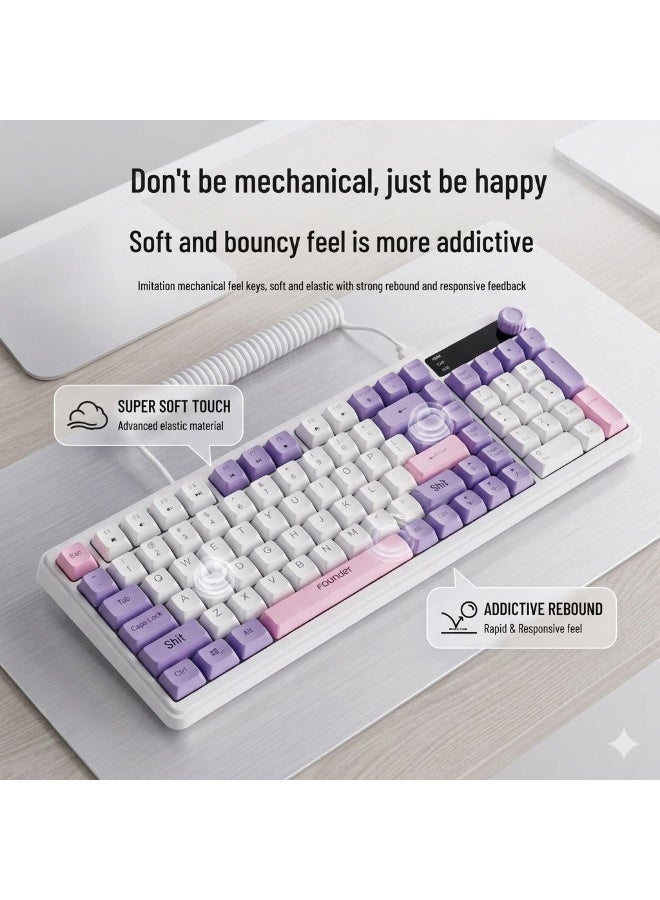 founder MK650 Gaming Keyboard & Mouse Combo – Rainbow Membrane Keyboard with Volume Knob + 2000 DPI Gaming Mouse (Arabic/English Layout) Purple - Image 3