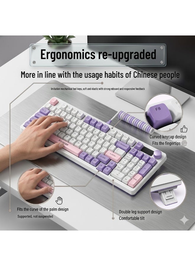 founder MK650 Gaming Keyboard & Mouse Combo – Rainbow Membrane Keyboard with Volume Knob + 2000 DPI Gaming Mouse (Arabic/English Layout) Purple - Image 4
