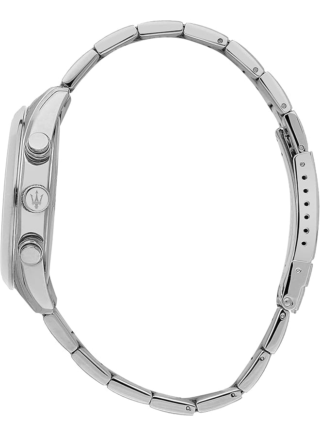 مازيراتي ساعة رجالية تناظرية كوارتز متعددة الوظائف بسوار فولاذي من مجموعة Attrazione R8853151017 فضية - Image 2