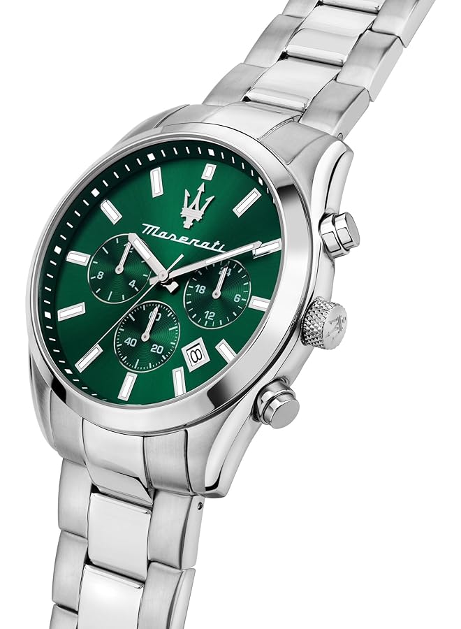 مازيراتي ساعة رجالية تناظرية كوارتز متعددة الوظائف بسوار فولاذي من مجموعة Attrazione R8853151017 فضية - Image 5