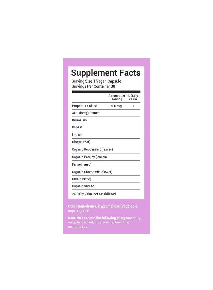 HAIRTAMIN Bloatamin Pill Synergistic Blend Gas Relief Dietary Supplement 30 Vegan Capsules - Image 5