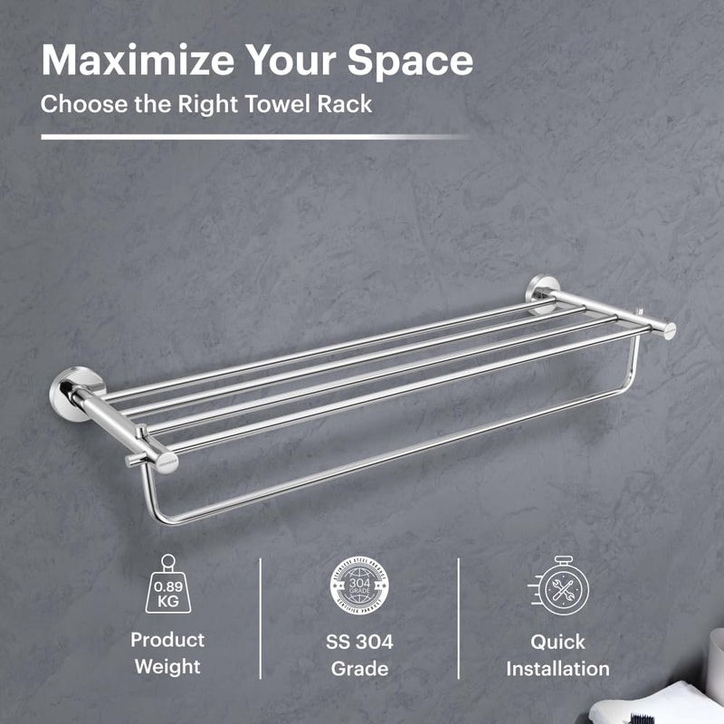 Johnson Bathrooms Johnson Alpha 24 Inch SS304 Towel Rack Towel Hanger for Bathroom 304 Grade Stainless Steel Towel Holder Chrome Colour T1556CAMZ 1 Year Warranty  - Image 4