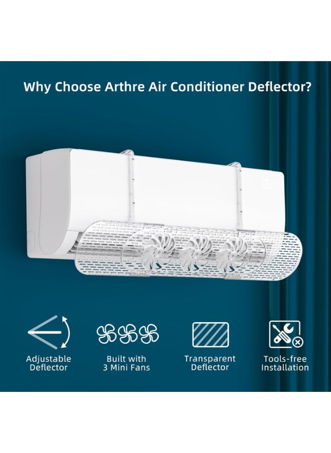 Generic Retractable Air Conditioner Deflector, Adjustable 60-92cm and Anti Direct Blowing, AC Vent Deflector with Fan Blades, White Universal AC Wind Deflector for Split Air Conditioning  - Image 3
