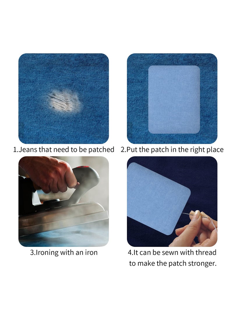SOLARAE Iron On Patches, Denim Patches, Jeans Repair Patch, Self-Adhesive Clothing Patchs, Fabric Decorating Kit for Clothes, Jeans, Jackets, Hat, Shoes Blue Repair Decorating Kit (10.16cm * 7.62cm 20 Pcs) - Image 4