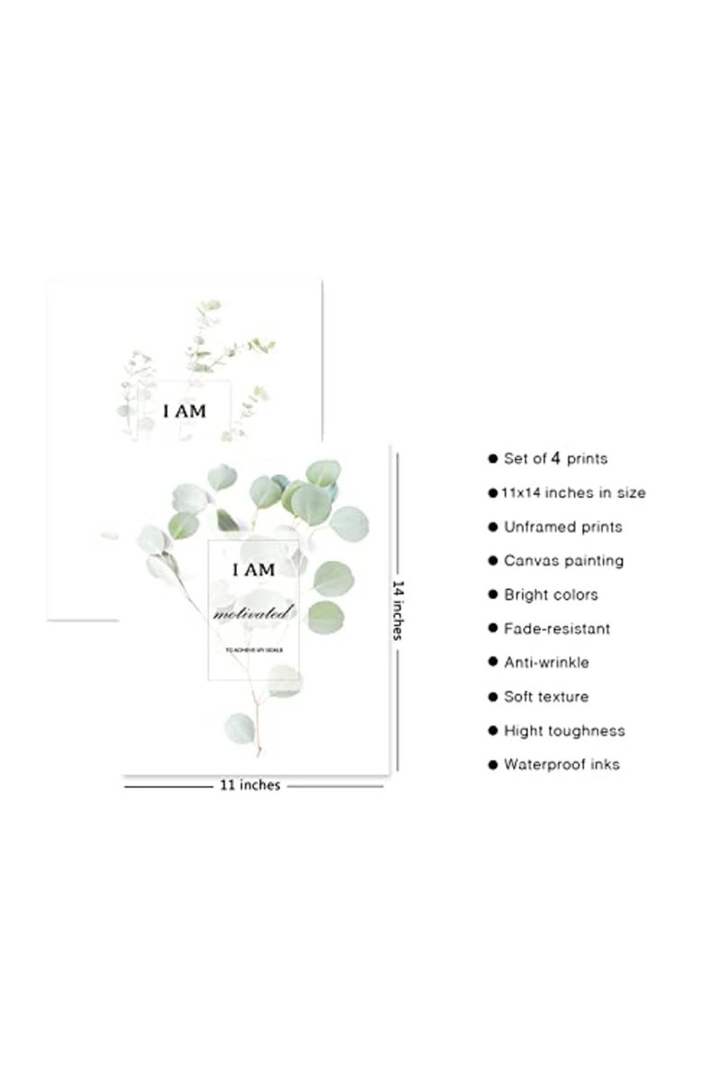 HoozGee Motivational Botanical Plants Wall Art Prints Canvas Posters Office Bedroom Decor (11"x14" UNFRAMED, Inspirational Leaf Art) - Image 3