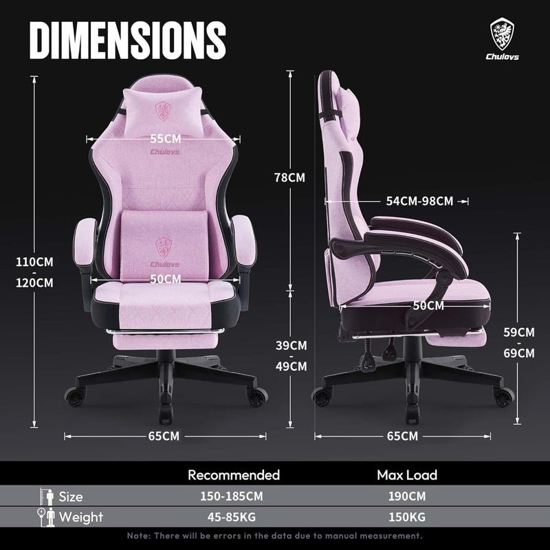 All consumer tier purchase options Chulovs Gaming chair Fabric with Spring Cushion, High Back Ergonomic Computer Chair with Footrest for Adults, Lumbar Support Swivel Game Chair for Office Gaming (Pink) Fault optimized construction - Image 2