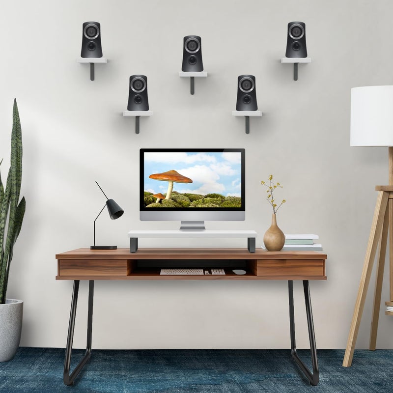 Flux Multi-Functional Monitor Stand & 5.1 Speaker Stand Combo - Ergonomic Desk Organizer for Improved Posture, Desktop Organizer, Laptop Stand, Space Saving for living room, office (White) - Image 2