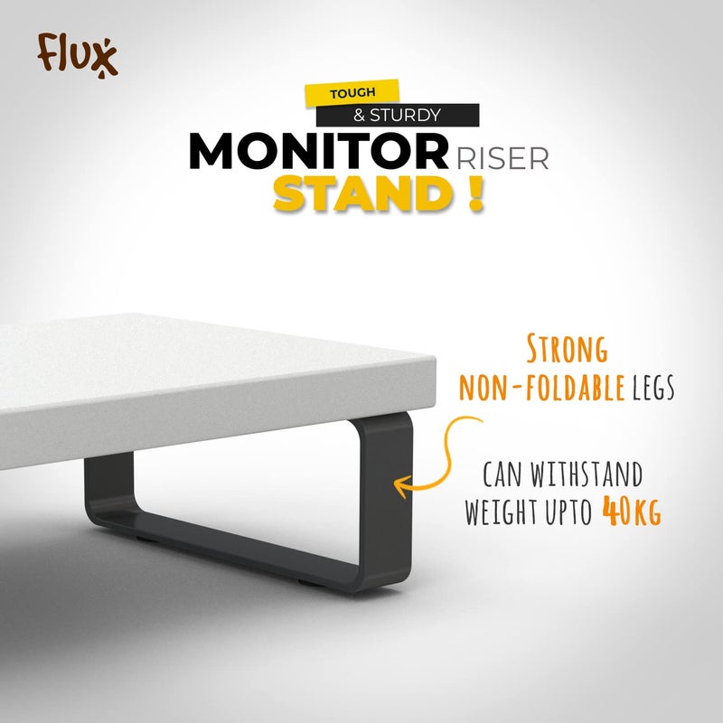 Flux Multi-Functional Monitor Stand & 5.1 Speaker Stand Combo - Ergonomic Desk Organizer for Improved Posture, Desktop Organizer, Laptop Stand, Space Saving for living room, office (White) - Image 3