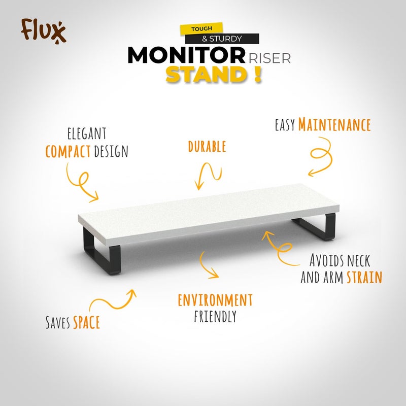 Flux Multi-Functional Monitor Stand & 5.1 Speaker Stand Combo - Ergonomic Desk Organizer for Improved Posture, Desktop Organizer, Laptop Stand, Space Saving for living room, office (White) - Image 5
