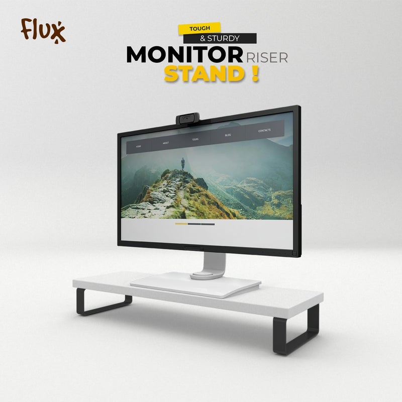 Flux Multi-Functional Monitor Stand & 5.1 Speaker Stand Combo - Ergonomic Desk Organizer for Improved Posture, Desktop Organizer, Laptop Stand, Space Saving for living room, office (White) - Image 4