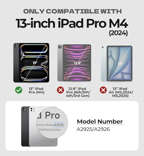 Dexnor for iPad Pro 13 Inch Case M4 2024 Magnetic Floating Removable Protective Cover Adjustable PortraitLandscape Stand with Raised Screen View Multiple Angles Auto Sleep and Wake Black - Image 3