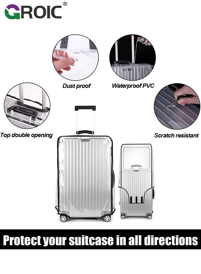 GROIC 3 Pcs Luggage Covers with Zipper, Transparent Waterproof Suitcase Sleeve for 20"+24"+28" Wheeled Suitcases, Clear PVC Cover, No-Removal Design for Travel, Scratch-Resistant Luggage Dust Covers - Image 2