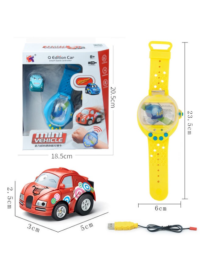 2.4G High-speed Rotating Children's Remote Control Toy Stunt Car Mini Remote Control Dump Double-sided Car Four-wheel Top Rotating-Color:Gravity Induction Watch Car Red  - Image 1
